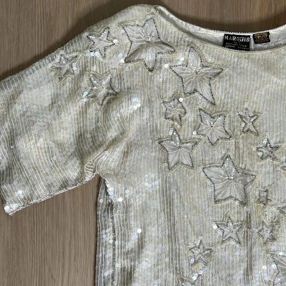 VINTAGE Marquis By Randall Cosco 100% Silk Sequin Skirt and Top - Picture 7 of 15